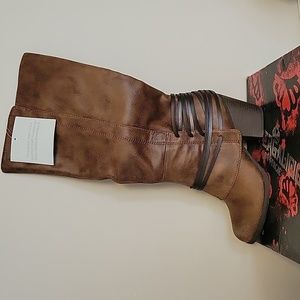 Fergalicious By Fergie Lexis wide calf boot Cognac, size 8.5